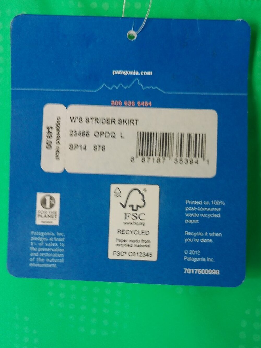 Patagonia Strider Tennis Golf Skirt Skort Size Large Green & White - Picture 6 of 6